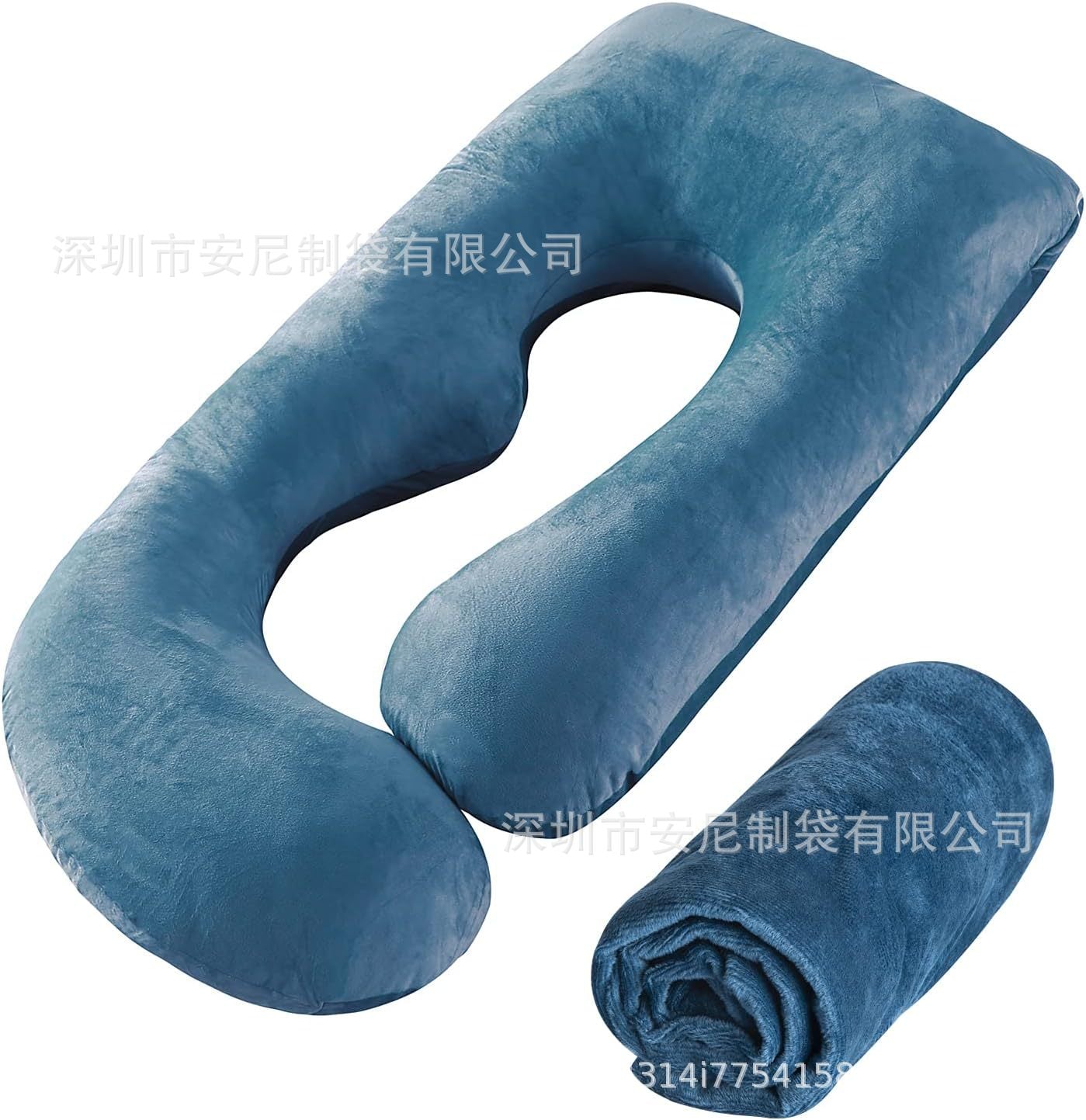 J-Shaped Pregnancy Pillow with Crystal Velvet Cover Eat Kid Friendly