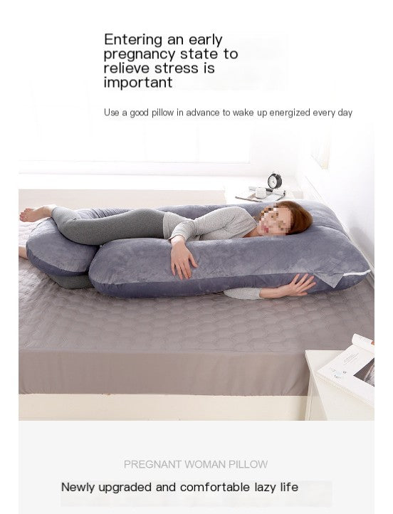 J-Shaped Pregnancy Pillow with Crystal Velvet Cover Eat Kid Friendly
