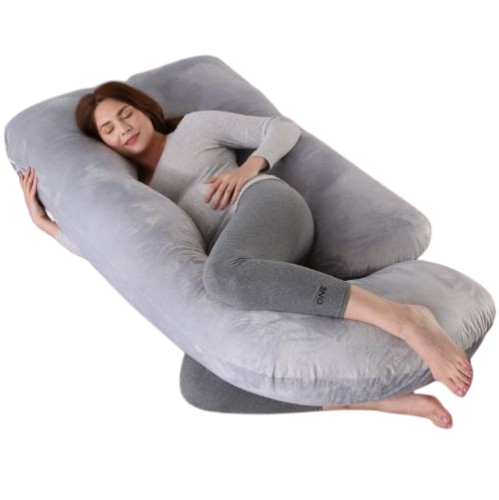 J-Shaped Pregnancy Pillow with Crystal Velvet Cover Eat Kid Friendly